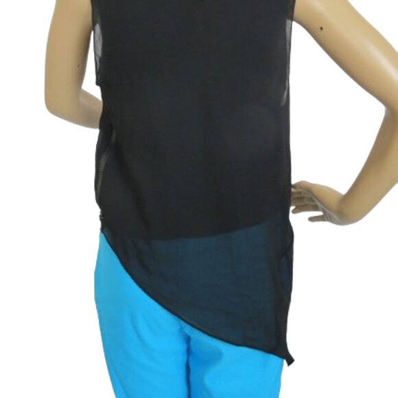 AllSaints Silk Asymmetrical Draped Blouse with Pointed Hem - Picture 6 of 7